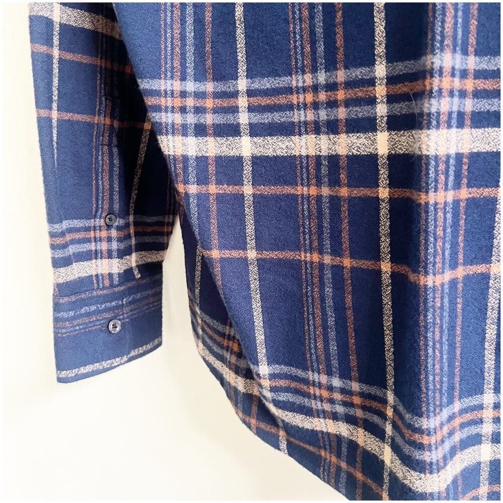 Joe's Jeans L71602 Mens Navy Boucle Flannel Button-Down Shirt Size Medium Preppy - Picture 3 of 8